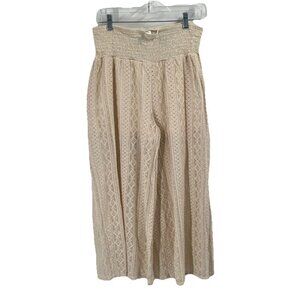 H&M Beige Lace Wide Leg Pants Boho Festival Feminine Romantic Sz Large